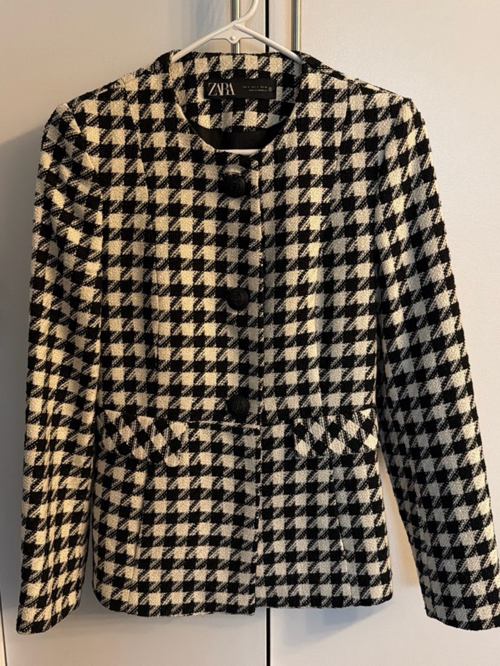 ZARA Black & White Houndstooth Blazer Jacket